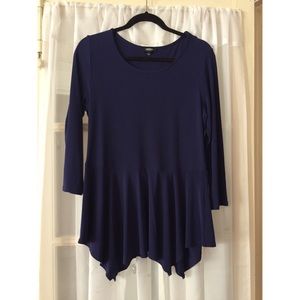 Purple asymmetrical hem peplum professional top